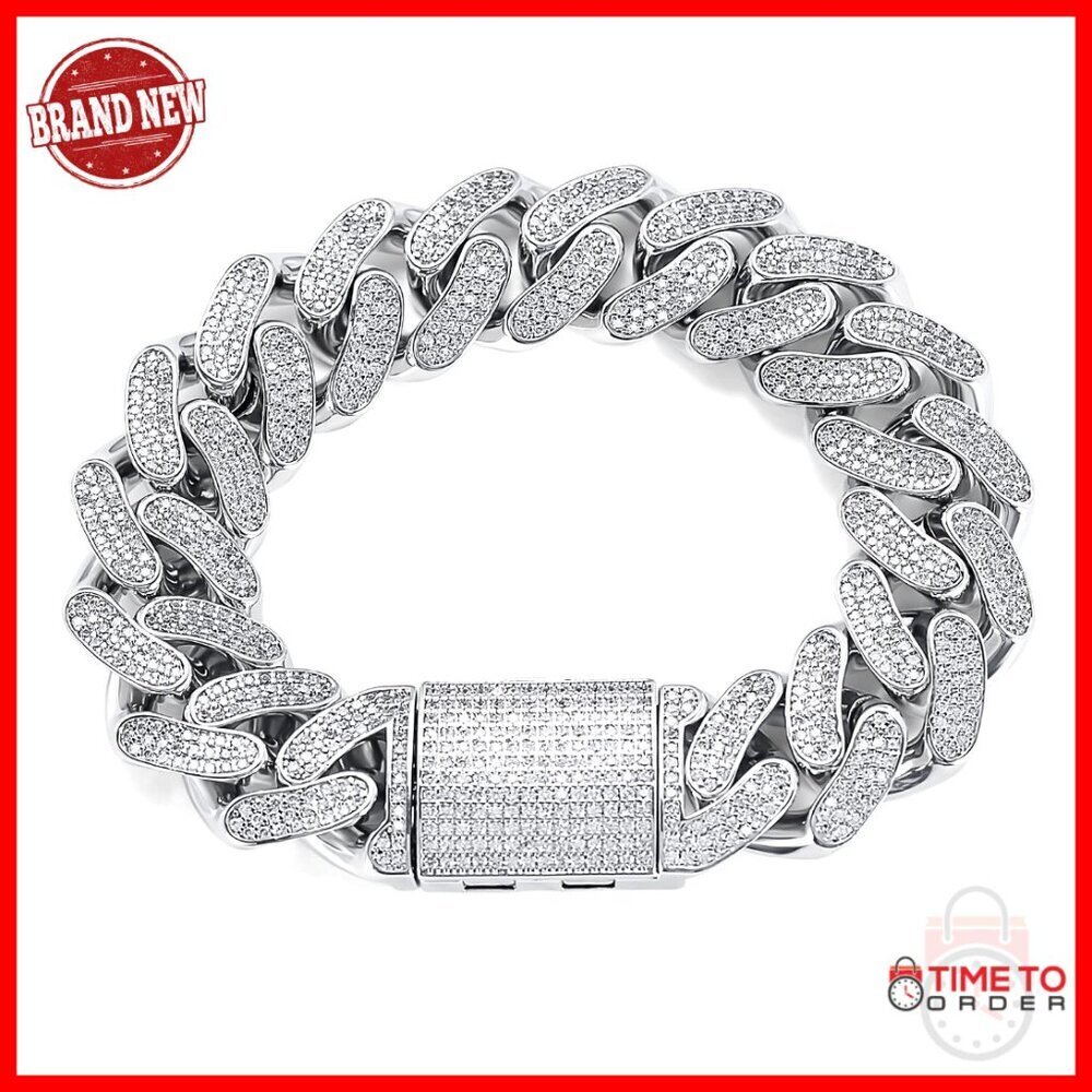 15mm Cuban Link Bracelet 18K Gold Plated Iced Out CZ Hip Hop Jewelry